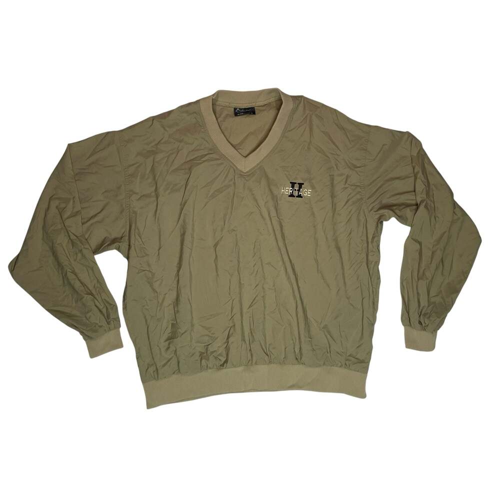 Bobby Jones Heritage V Neck Windbreaker Pullover Tan XL Nylon
